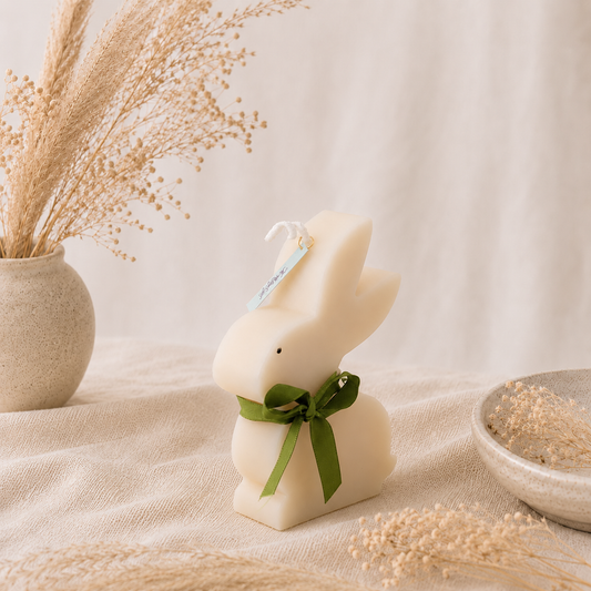 The Melting Eyes Bunny decorative soy candle front view hand-poured unscented