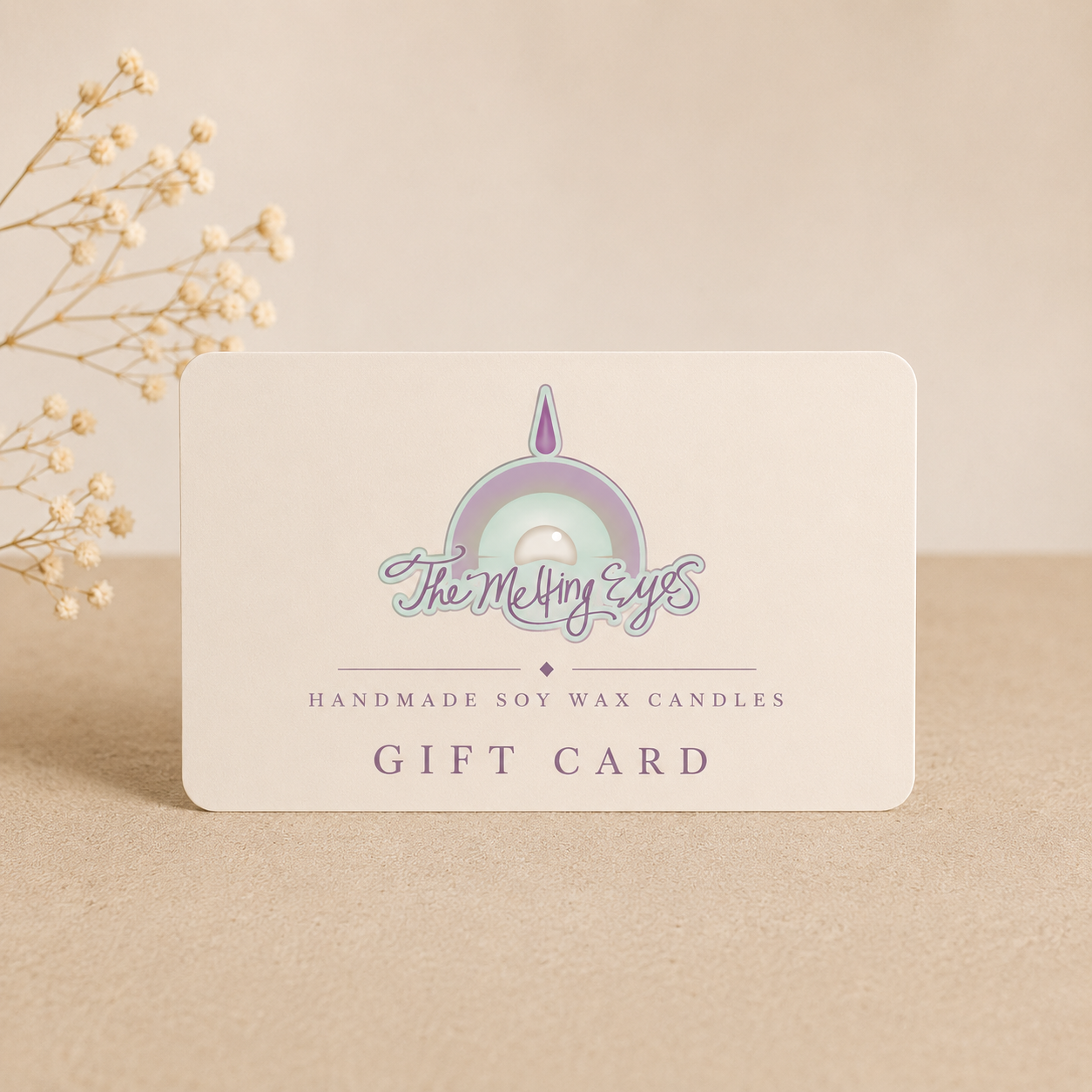 The Melting Eyes gift card for hand-poured soy candles and wax melts