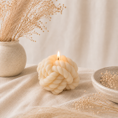 The Melting Eyes Knot decorative soy candle side view
