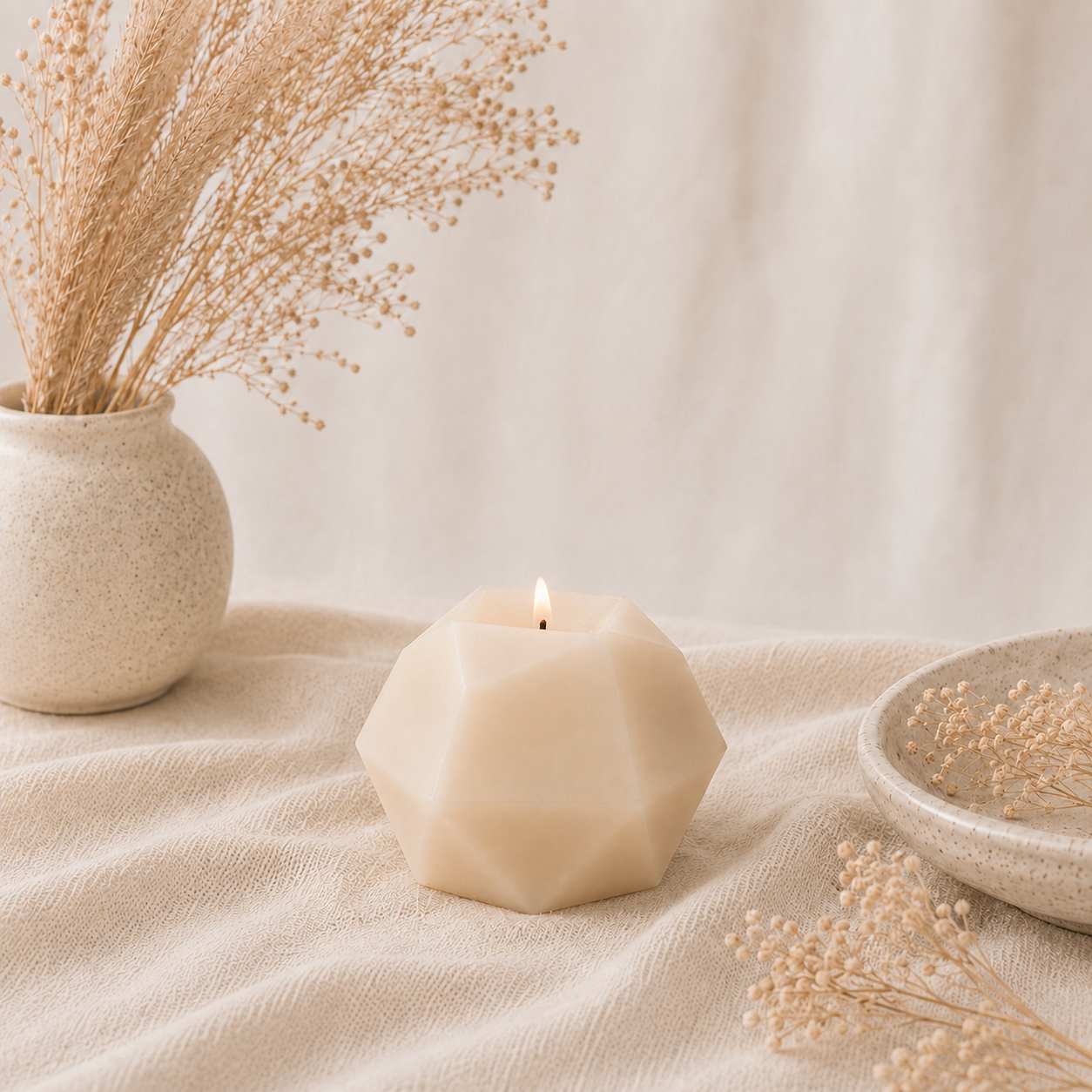 The Melting Eyes Polygon decorative soy candle side view