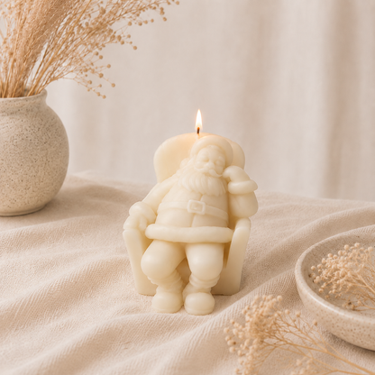 The Melting Eyes Sleepy Santa decorative soy candle front view