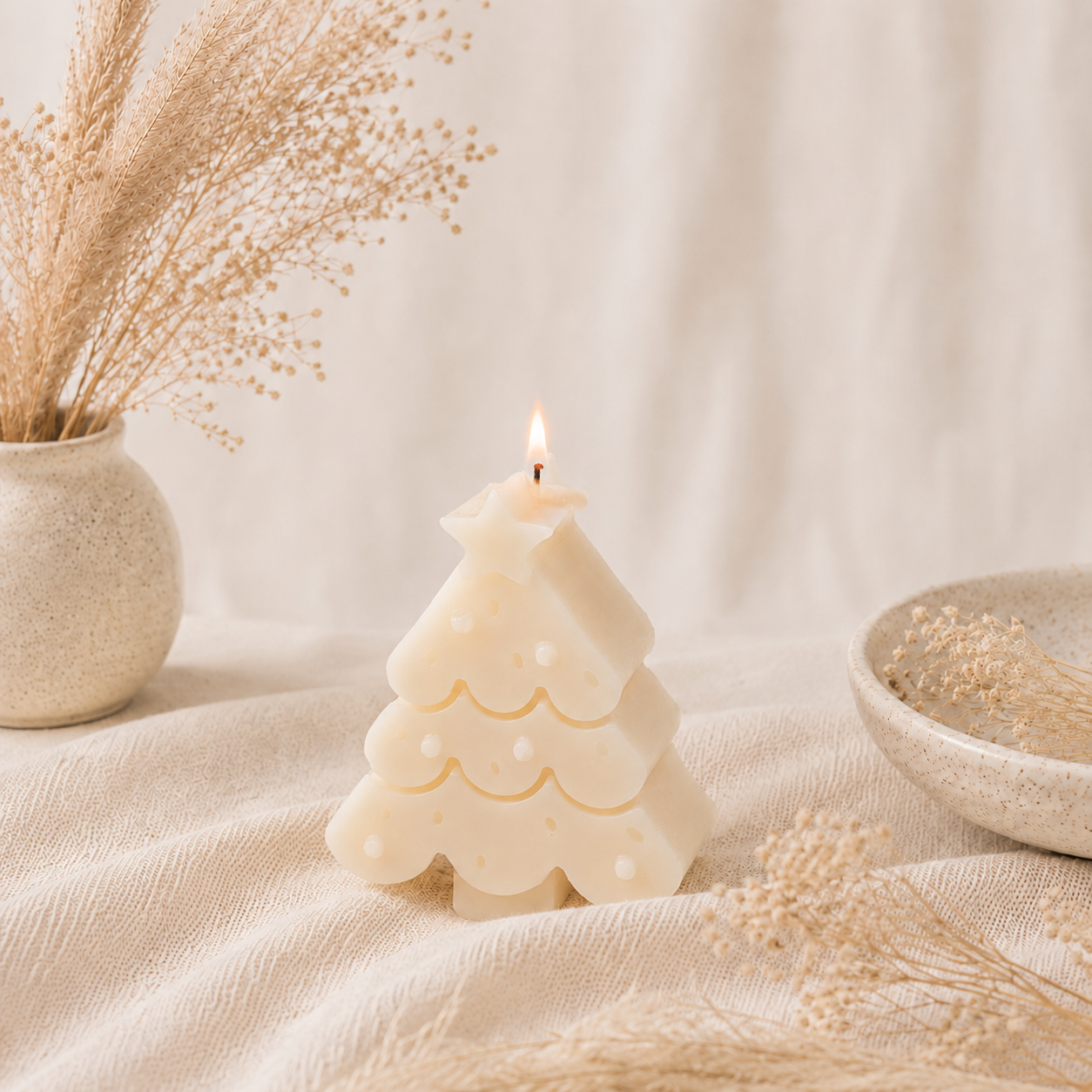 The Melting Eyes Christmas Tree candle side view hand-poured unscented