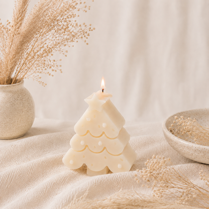 The Melting Eyes Christmas Tree candle side view hand-poured unscented